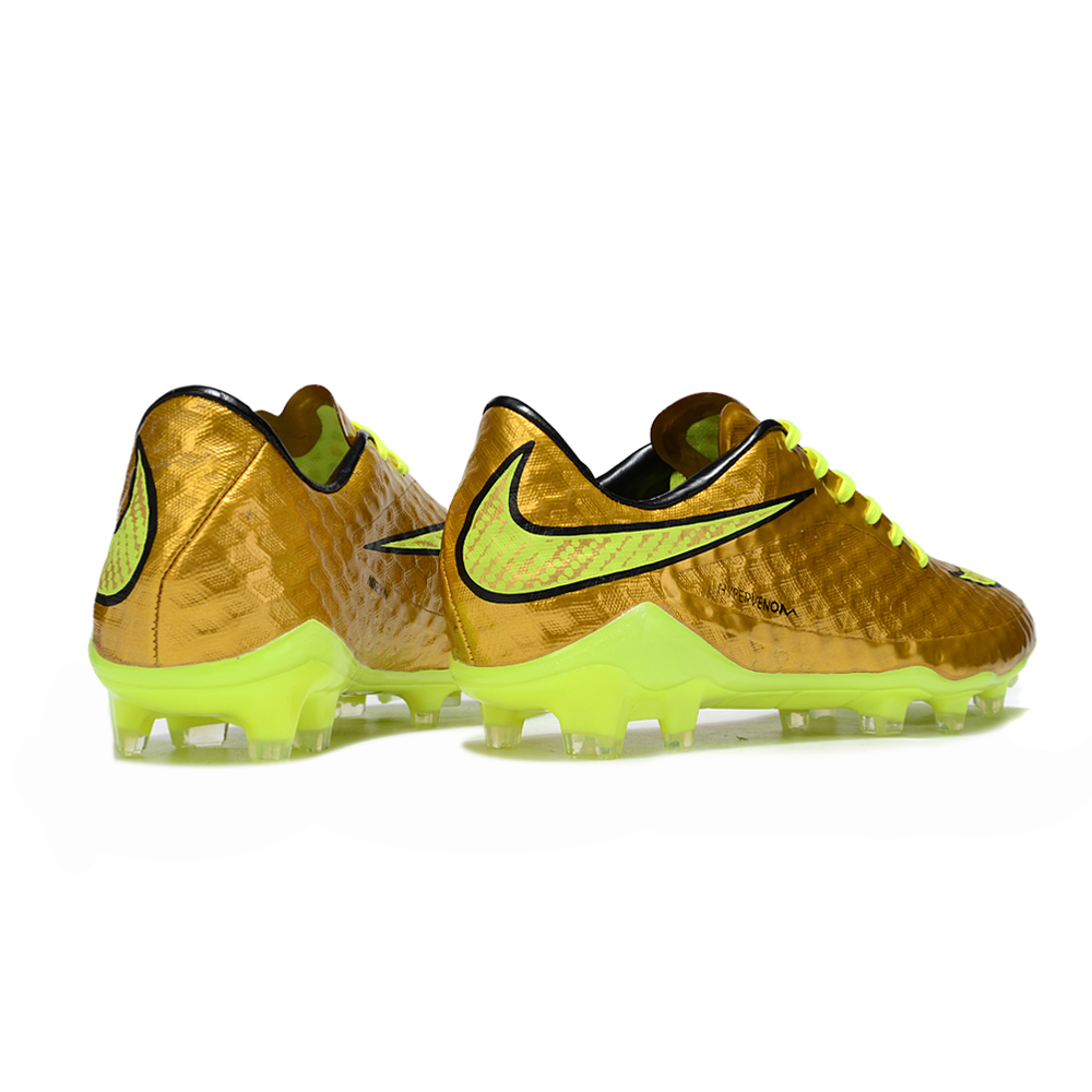 Chuteira Campo Nike Retrô Hypervenom Phantom I FG Dourado e Verde