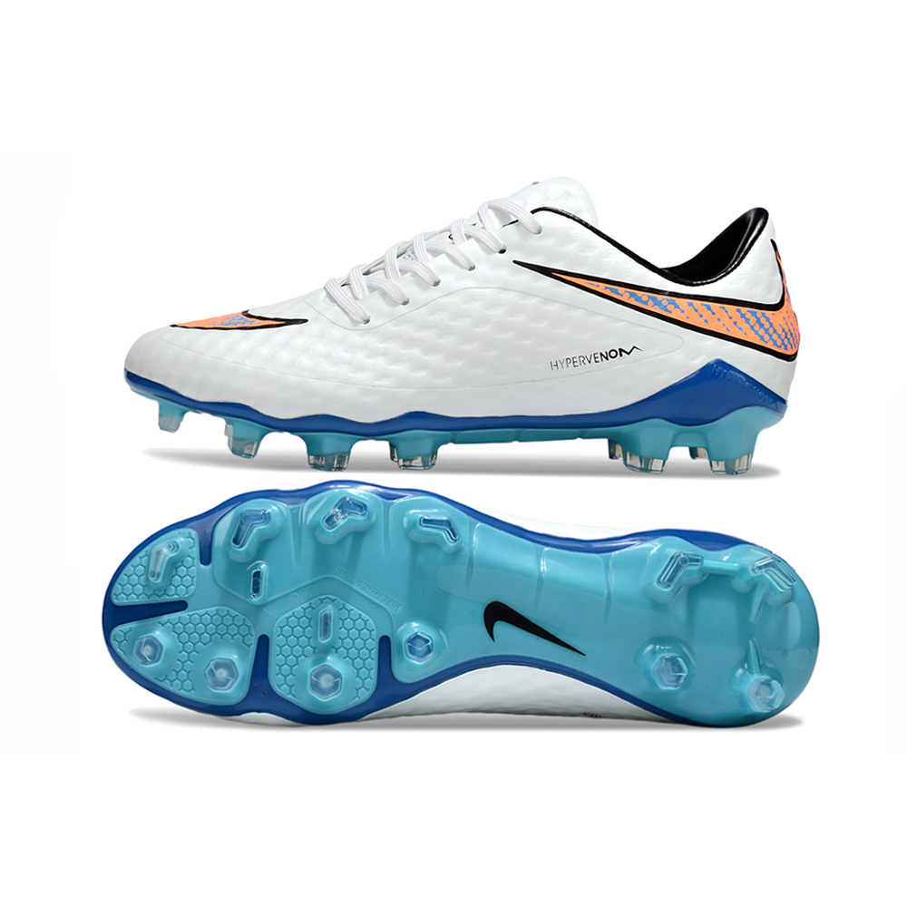 Chuteira Campo Nike Retrô Hypervenom Phantom I FG Branco e Azul