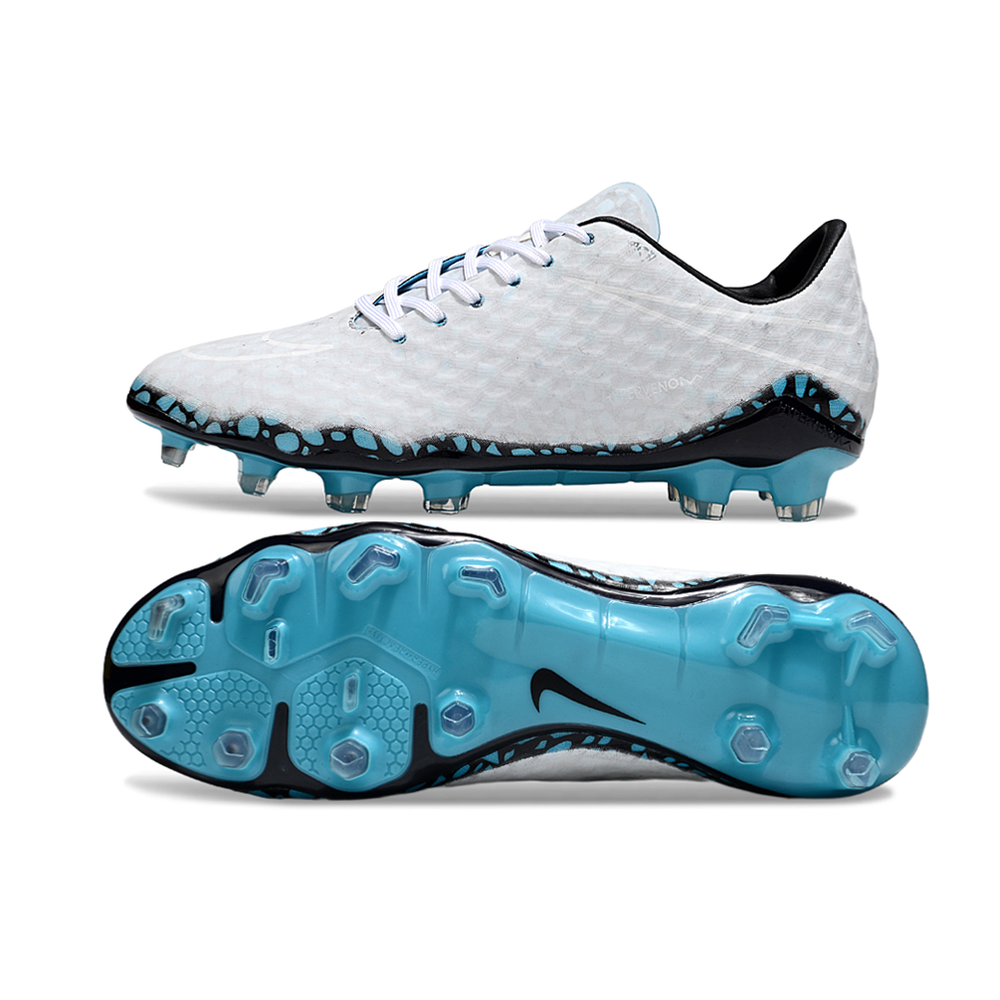 Chuteira Campo Nike Retrô Hypervenom Phantom I FG Transform Hydra Branco e Azul