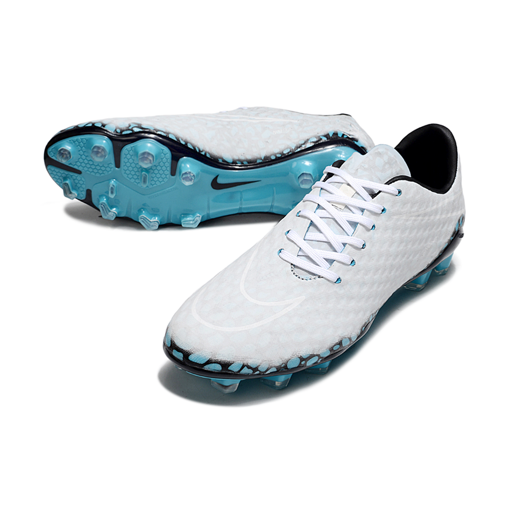 Chuteira Campo Nike Retrô Hypervenom Phantom I FG Transform Hydra Branco e Azul