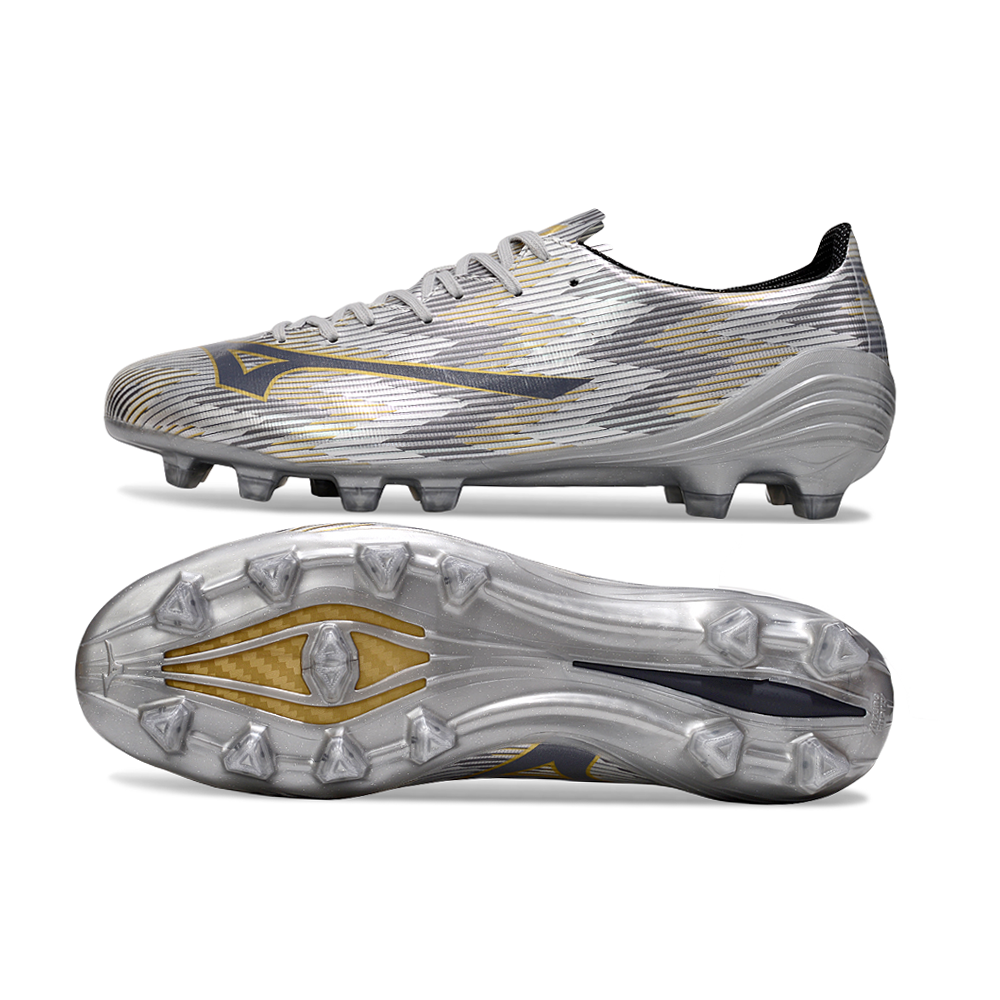 Chuteira Campo Mizuno Alpha II FG ''Platinum'' Prata