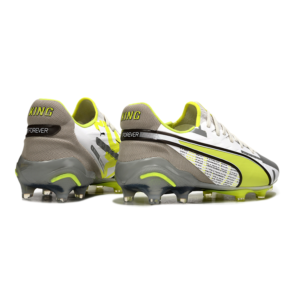 Chuteira Campo Puma King Ultimate FG ''Forever'' Prata e Amarelo