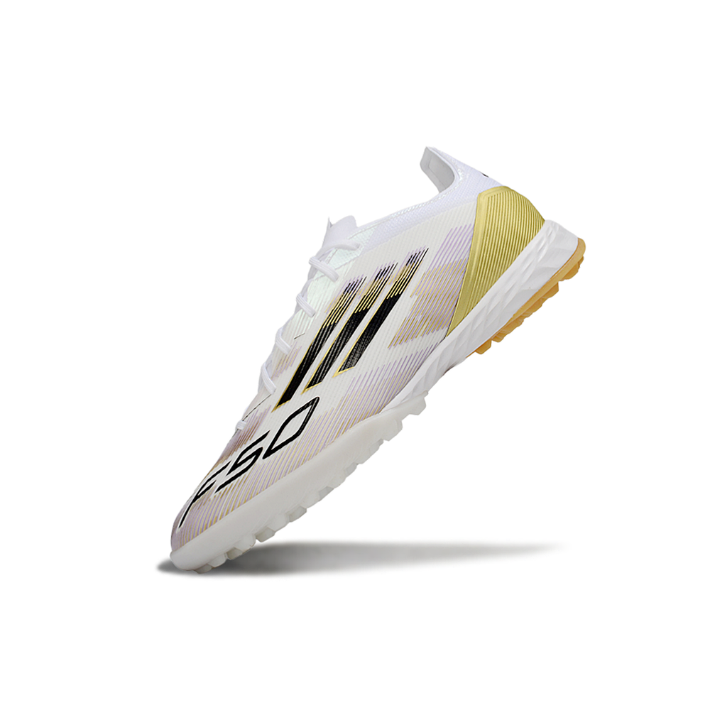 Chuteira Society Adidas F50 TF ''Road To Glory'' Branco e Dourado