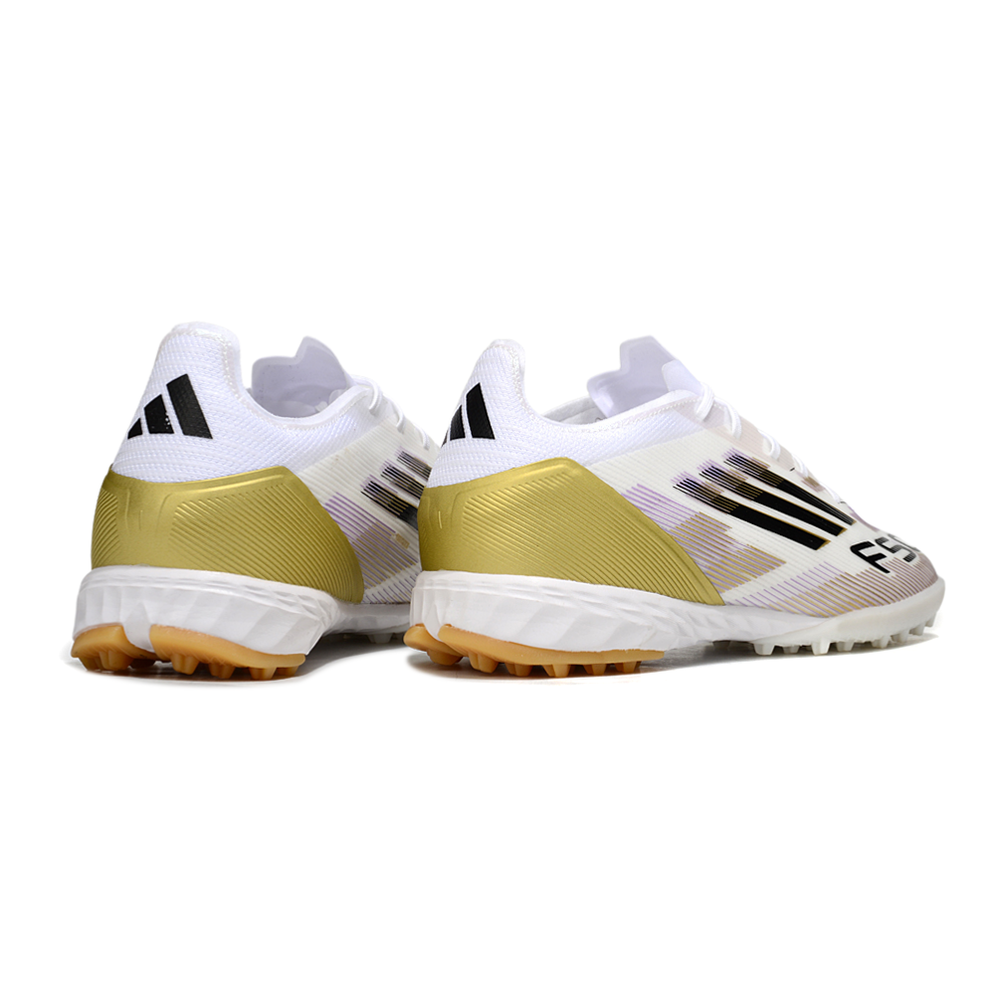 Chuteira Society Adidas F50 TF ''Road To Glory'' Branco e Dourado