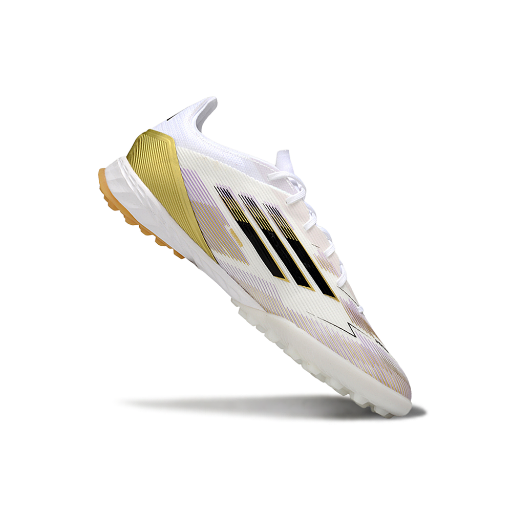 Chuteira Society Adidas F50 TF ''Road To Glory'' Branco e Dourado