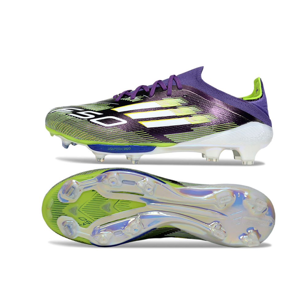 Chuteira Campo Adidas F50+ FG Roxo, Verde e Branco