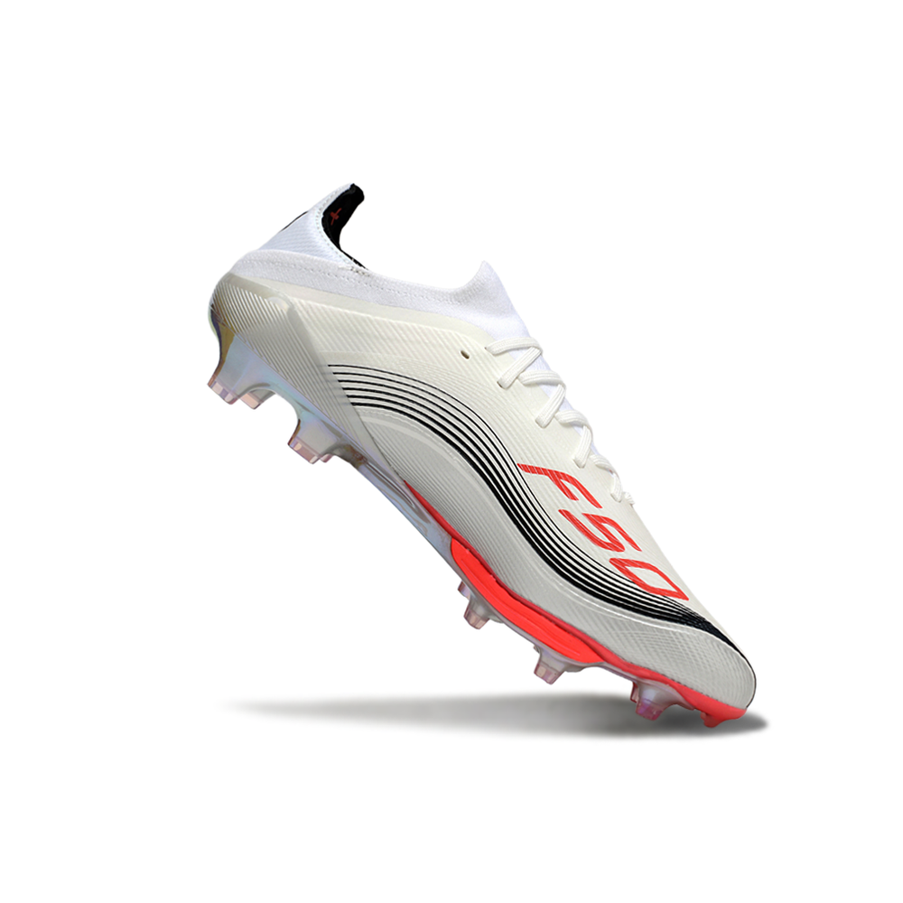 Chuteira Campo Adidas F50+ FG ''Prestig10'' Branco, Cinza e Laranja