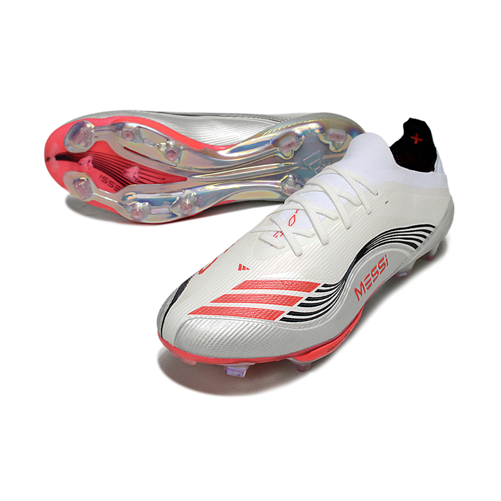Chuteira Campo Adidas F50+ FG ''Prestig10'' Branco, Cinza e Laranja