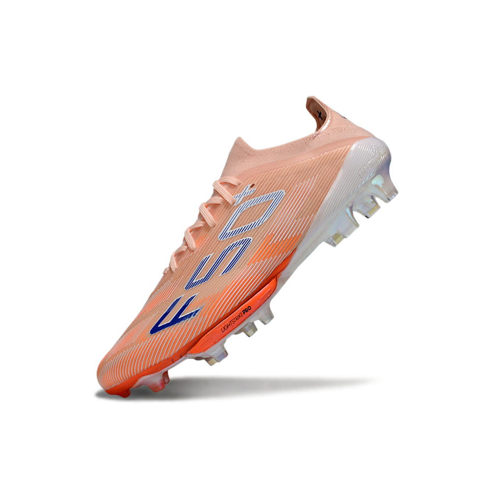 Chuteira Campo Adidas F50+ FG Branco e Laranja