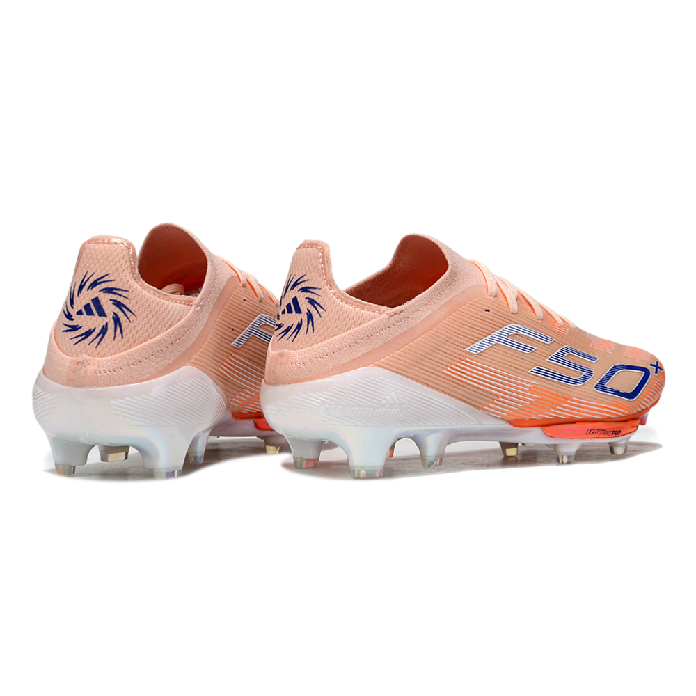 Chuteira Campo Adidas F50+ FG Branco e Laranja