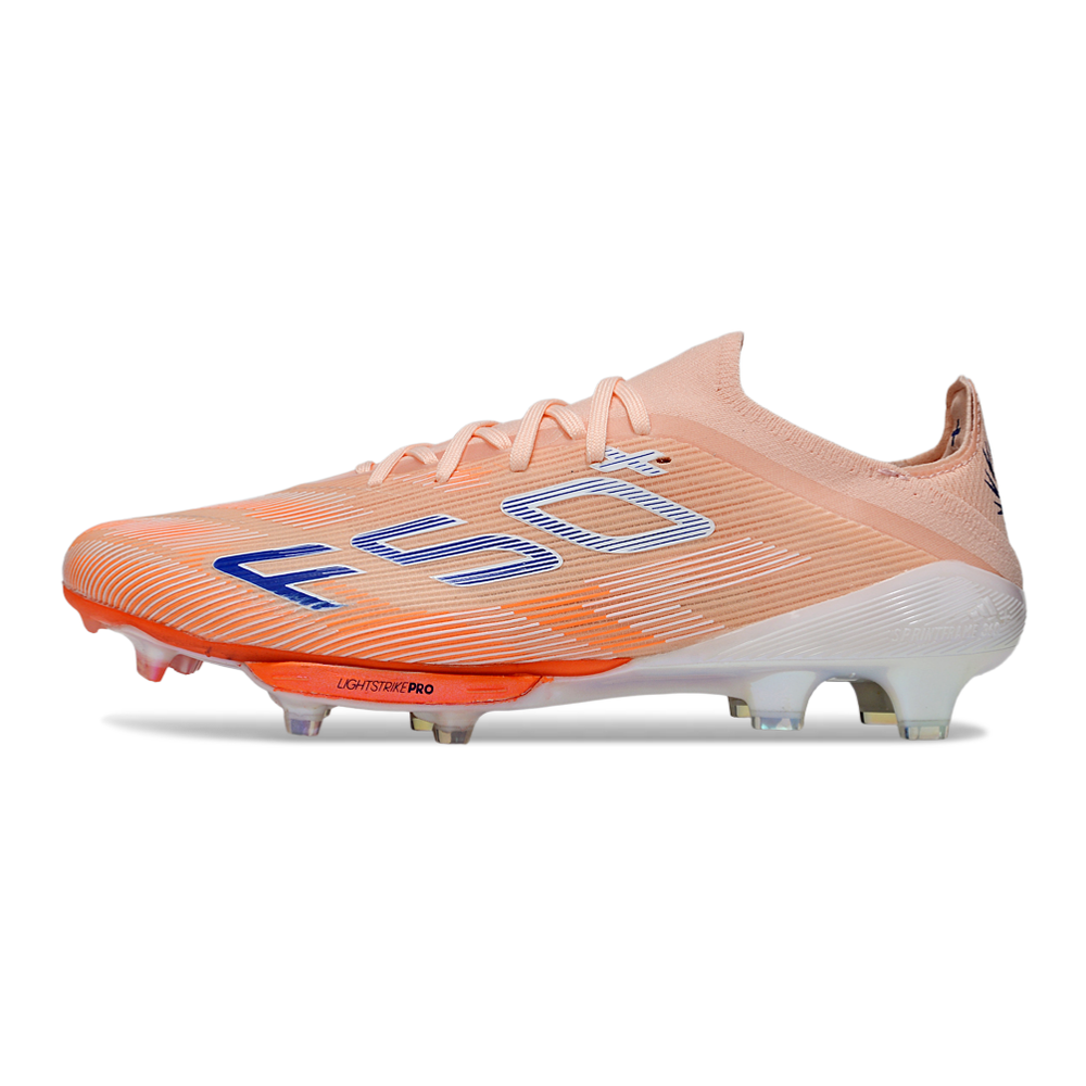 Chuteira Campo Adidas F50+ FG Branco e Laranja