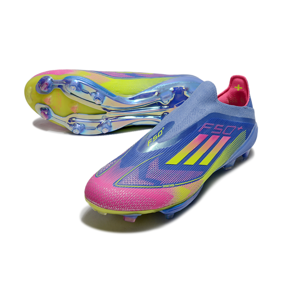 Chuteira Campo Adidas F50+ LL FG  Azul, Verde e Rosa