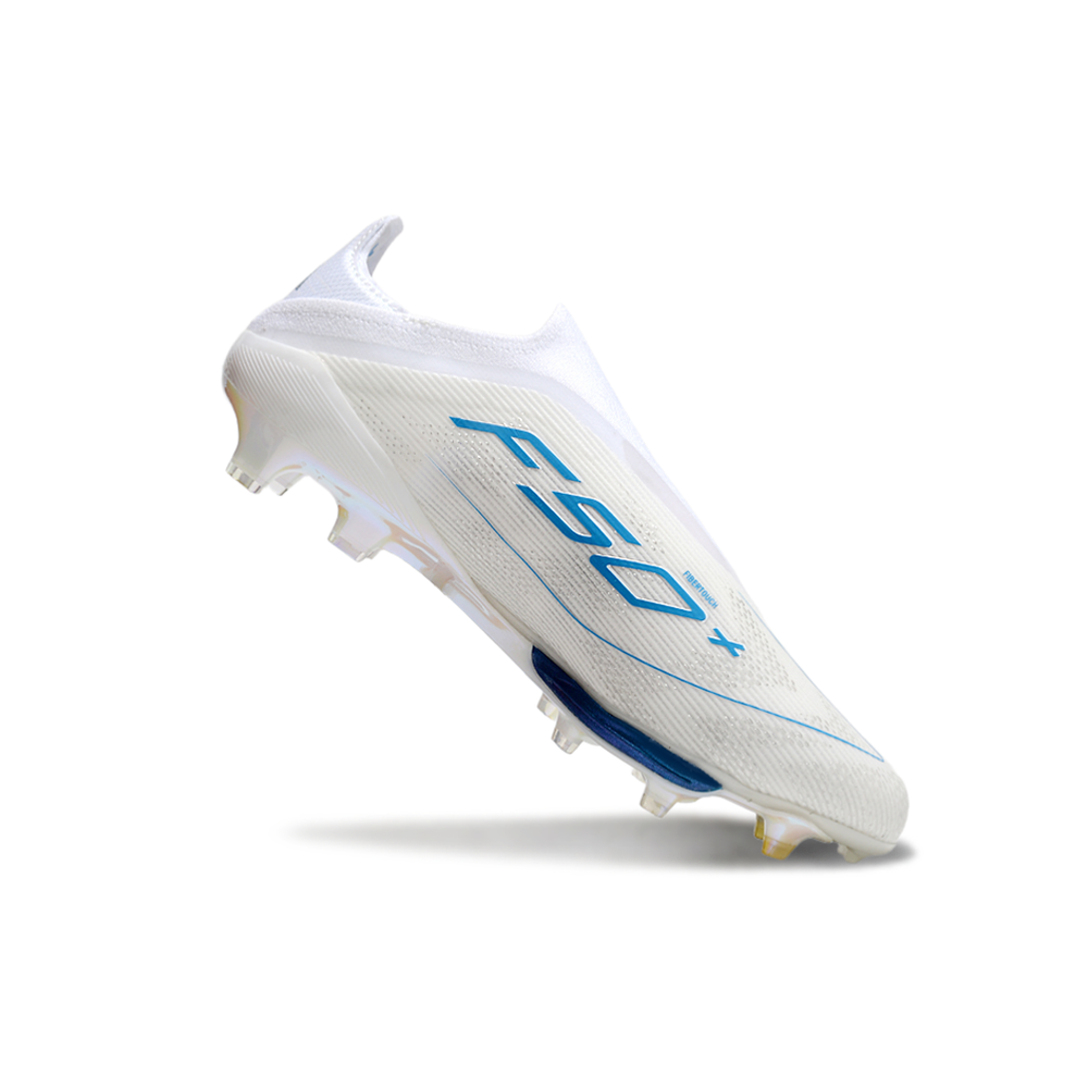Chuteira Campo Adidas F50+ LL FG Branco e Azul