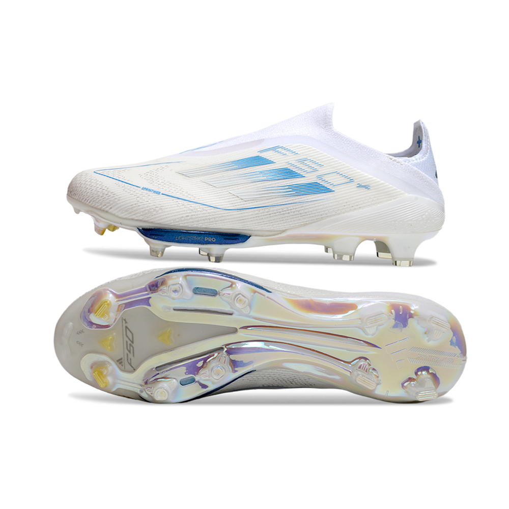 Chuteira Campo Adidas F50+ LL FG Branco e Azul