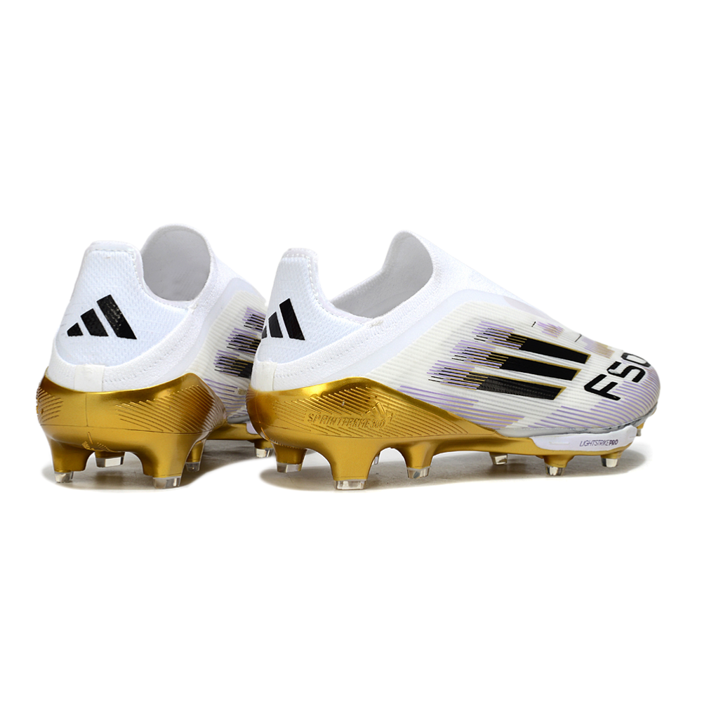 Chuteira Campo Adidas F50+ LL FG Branco e Dourado