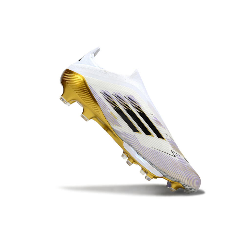 Chuteira Campo Adidas F50+ LL FG Branco e Dourado