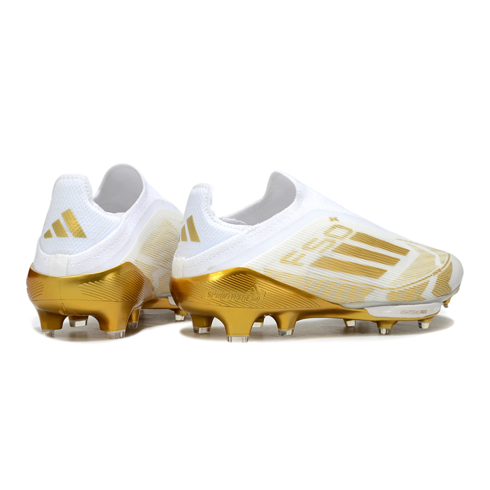 Chuteira Campo Adidas F50+ LL FG Branco e Dourado