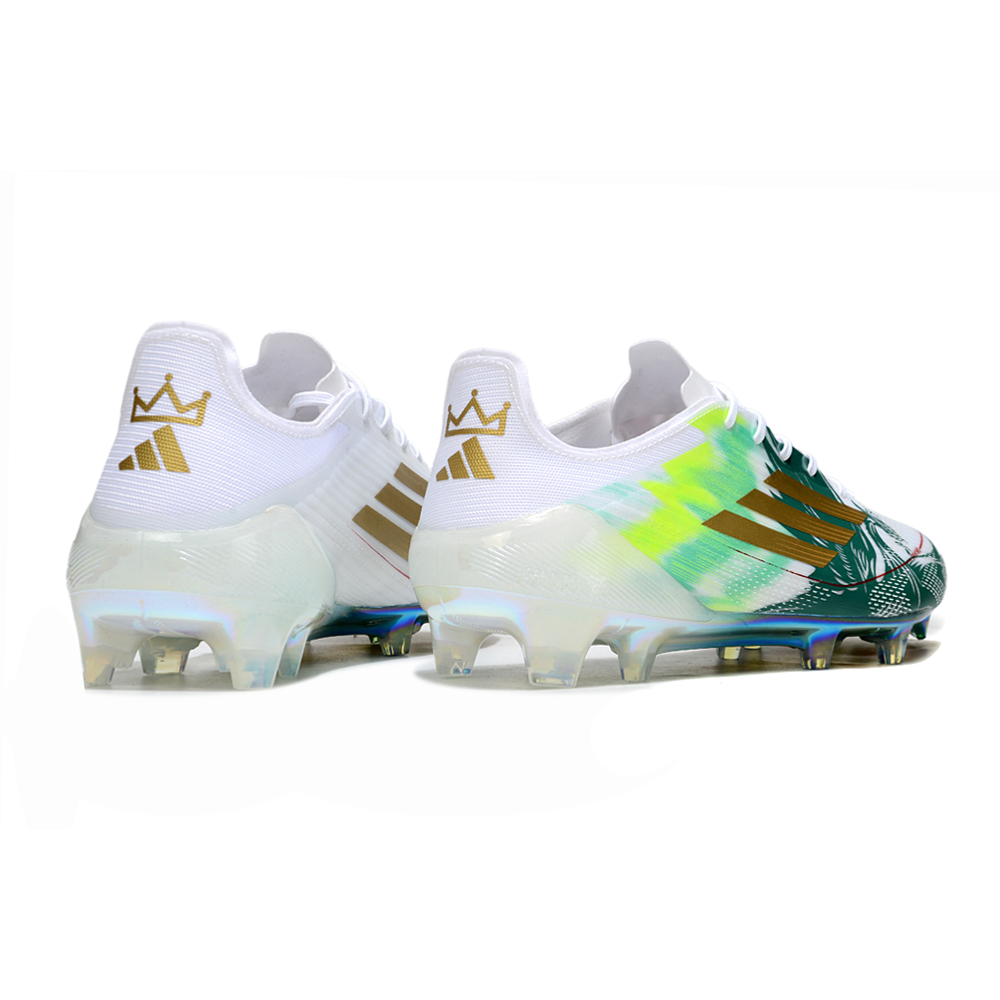 Chuteira Campo Adidas F50 FG Branco e Verde