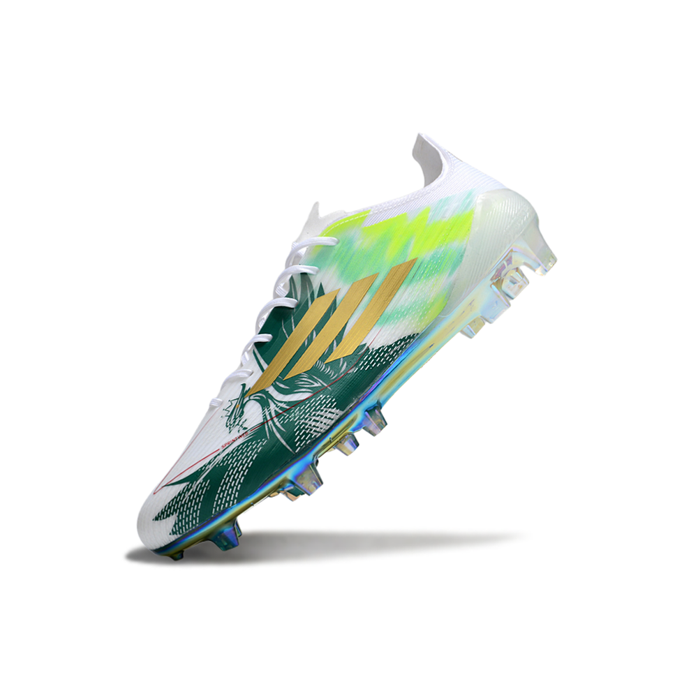 Chuteira Campo Adidas F50 FG Branco e Verde