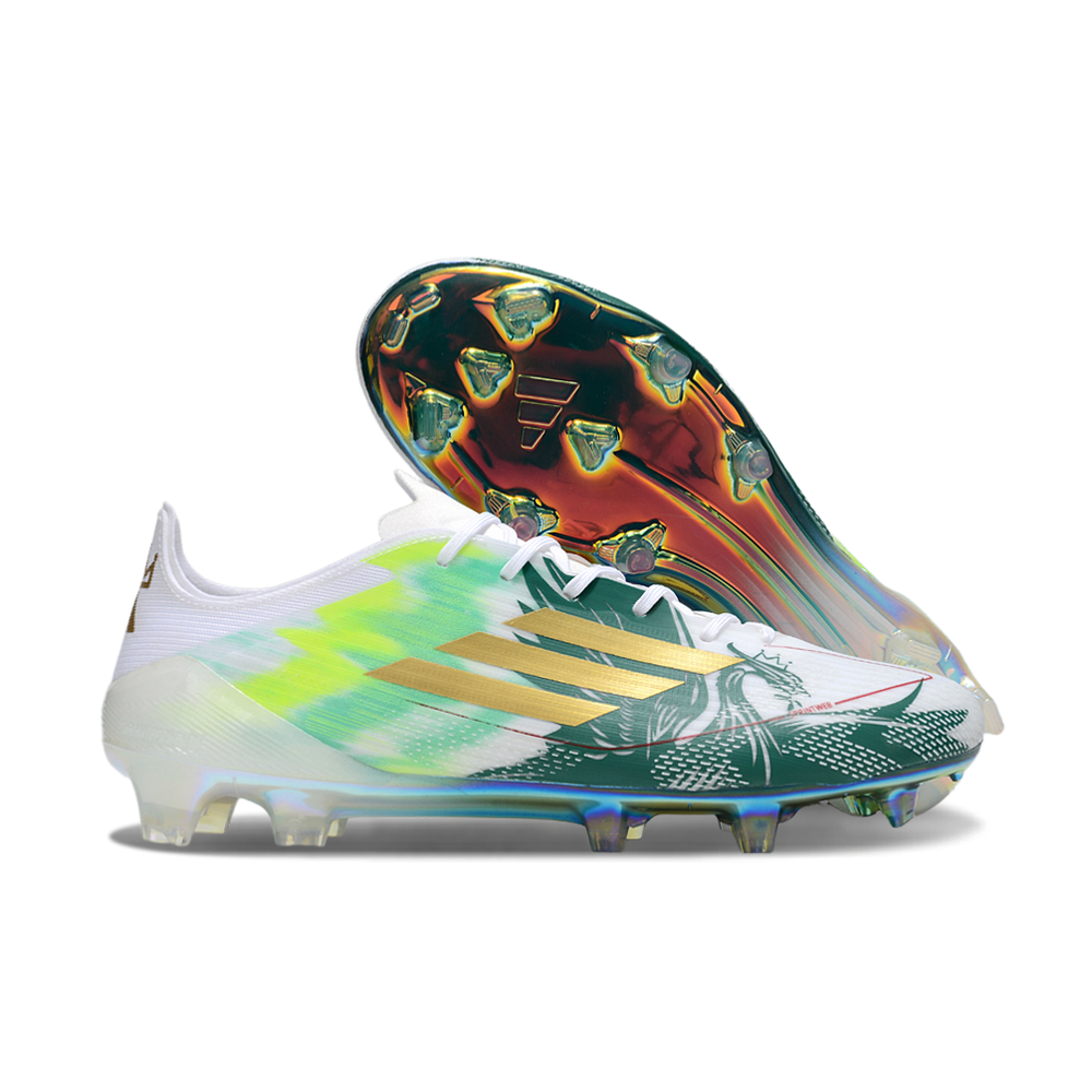 Chuteira Campo Adidas F50 FG Branco e Verde
