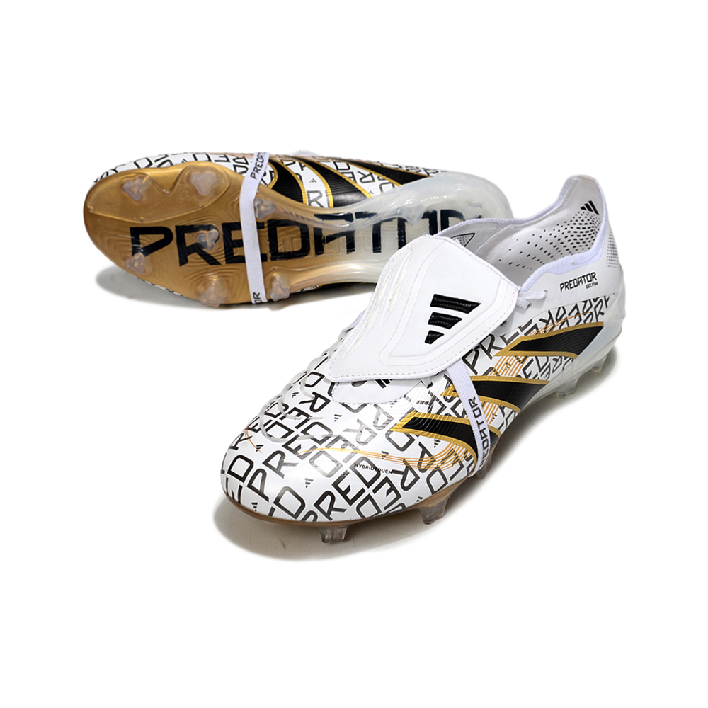 Chuteira Campo Adidas Predator FT 30 Elite FG Branco, Preto e Dourado