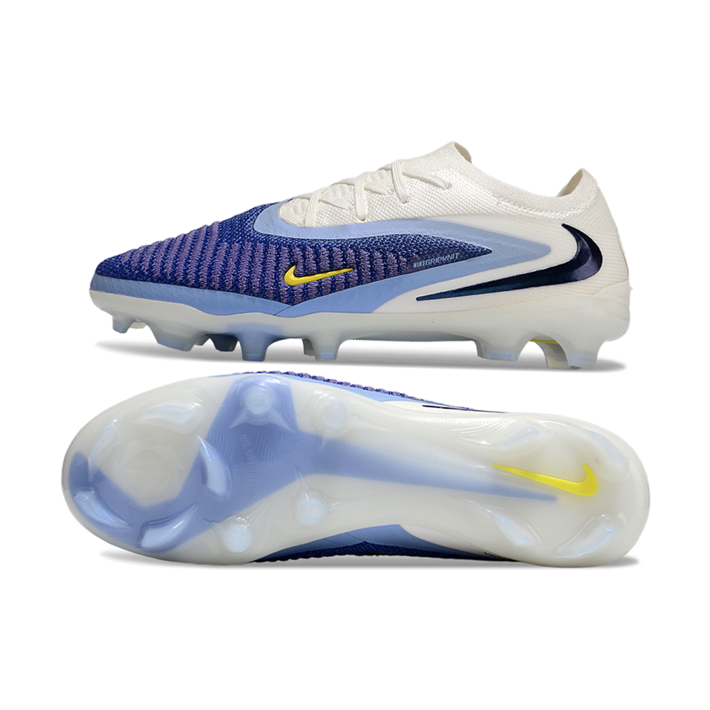 Chuteira Campo Nike Phantom GX 3 Elite FG ''Fear Nothing'' Branco, Azul e Amarelo