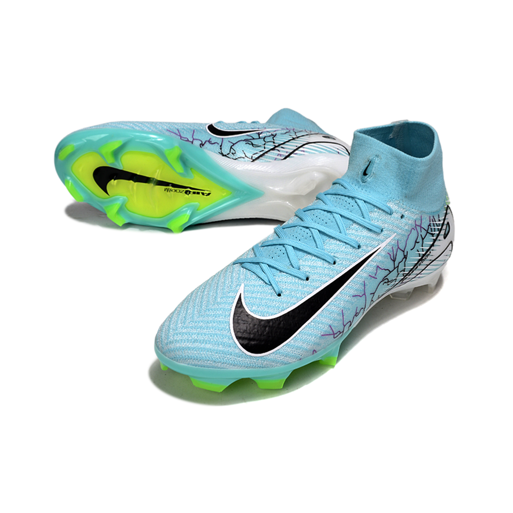 Chuteira Campo Nike Air Zoom Mercurial Superfly 10 Elite FG Azul e Branco