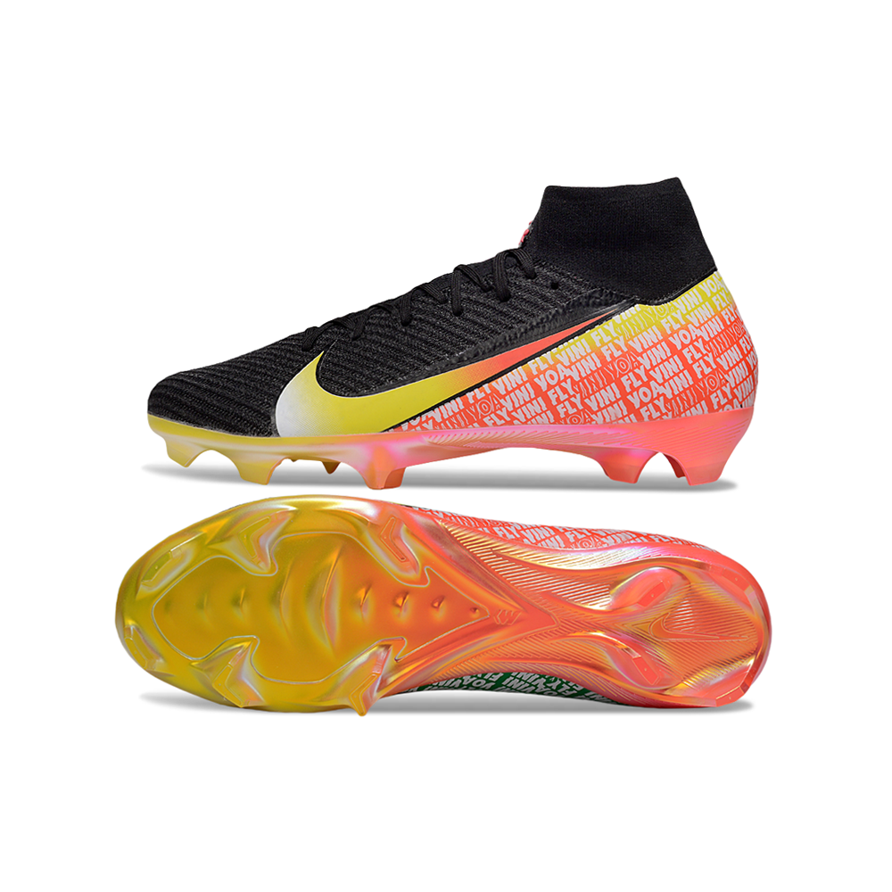 Chuteira Campo Nike Air Zoom Mercurial Superfly 10 Elite FG Preto, Amarelo, Verde e Rosa