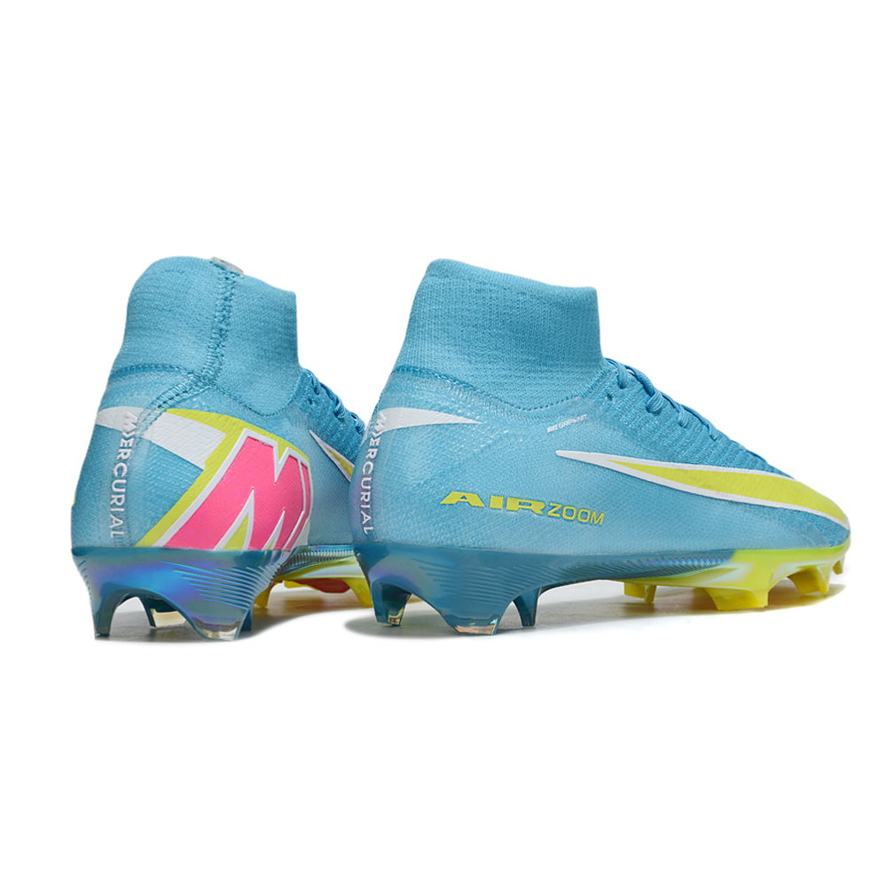 Chuteira Campo Nike Air Zoom Mercurial Superfly 10 Elite FG Azul e Amarelo