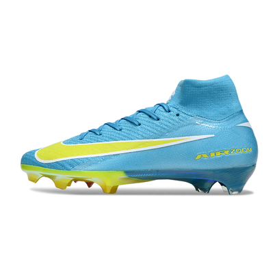 Chuteira Campo Nike Air Zoom Mercurial Superfly 10 Elite FG Azul e Amarelo