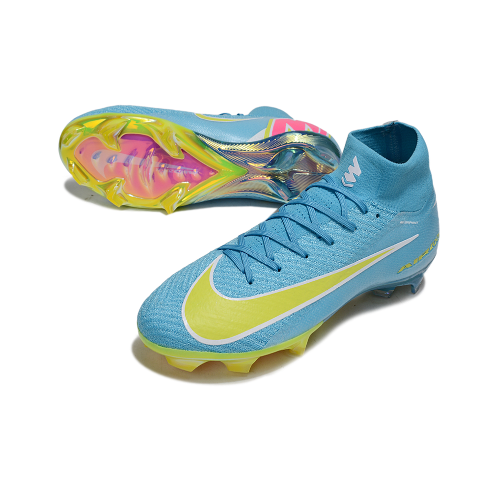 Chuteira Campo Nike Air Zoom Mercurial Superfly 10 Elite FG Azul e Amarelo