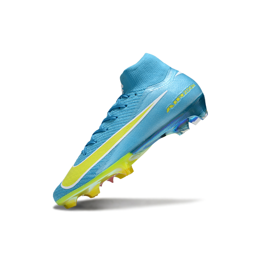 Chuteira Campo Nike Air Zoom Mercurial Superfly 10 Elite FG Azul e Amarelo