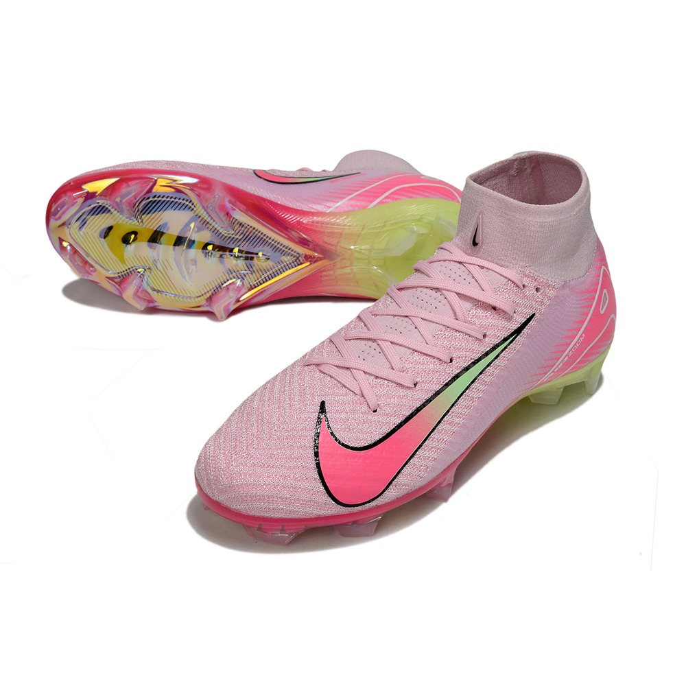 Chuteira Campo Nike Air Zoom Mercurial Superfly 10 Elite FG Rosa e Verde