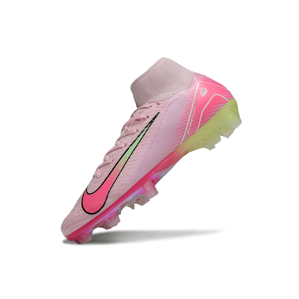 Chuteira Campo Nike Air Zoom Mercurial Superfly 10 Elite FG Rosa e Verde