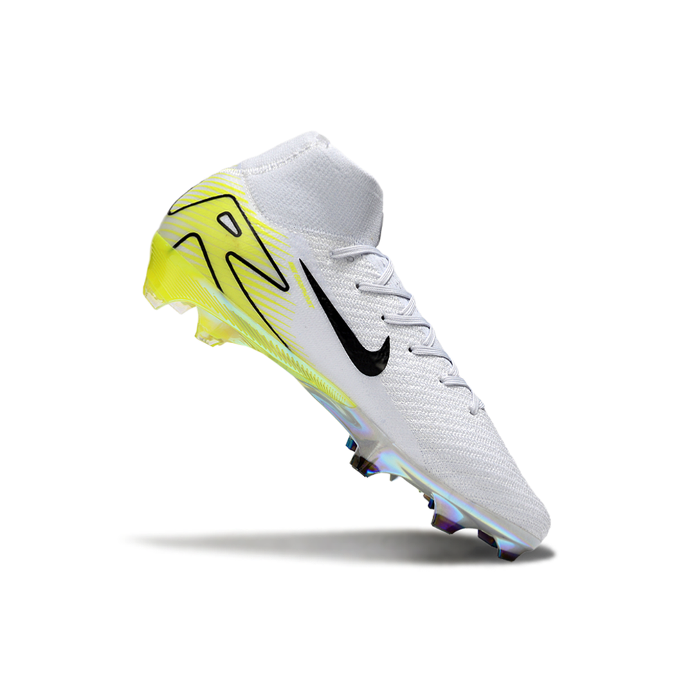 Chuteira Campo Nike Air Zoom Mercurial Superfly 10 Elite FG Branco e Amarelo