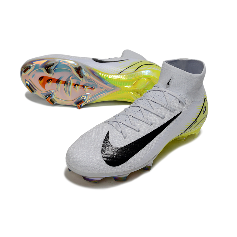 Chuteira Campo Nike Air Zoom Mercurial Superfly 10 Elite FG Branco e Amarelo