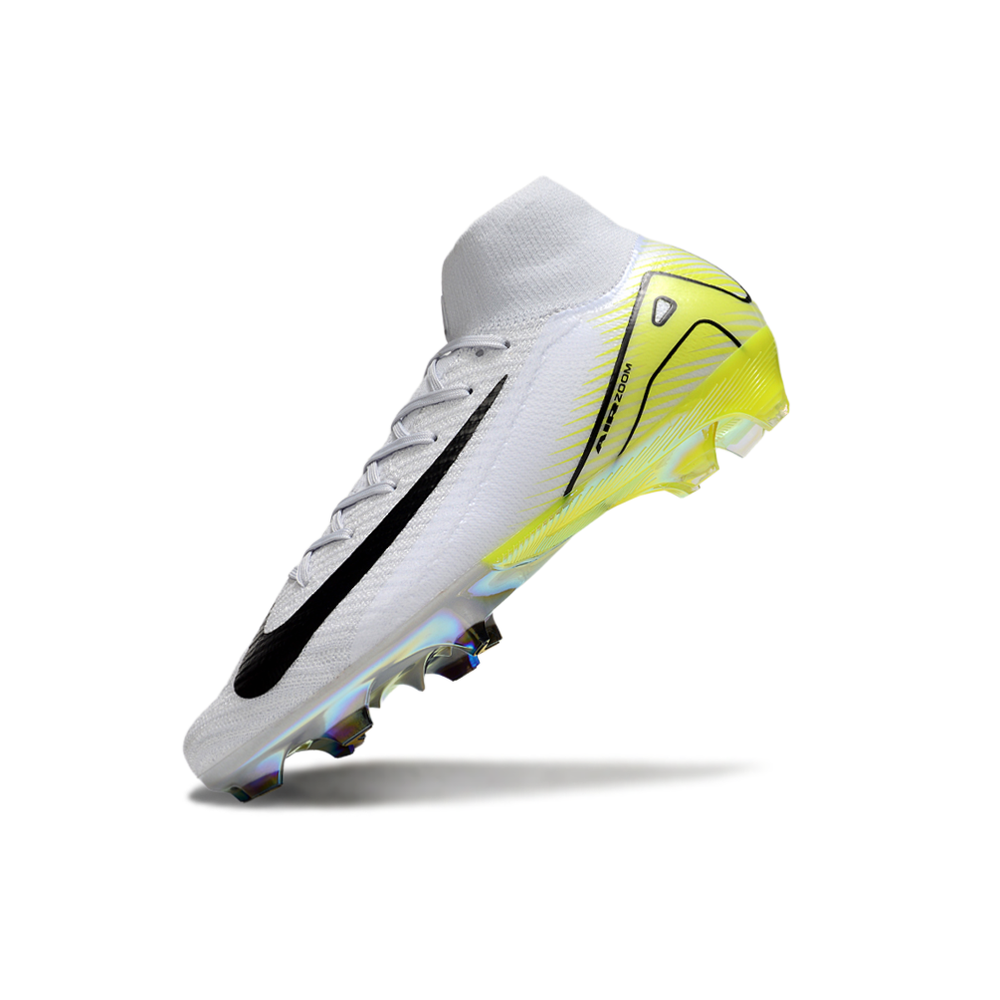 Chuteira Campo Nike Air Zoom Mercurial Superfly 10 Elite FG Branco e Amarelo