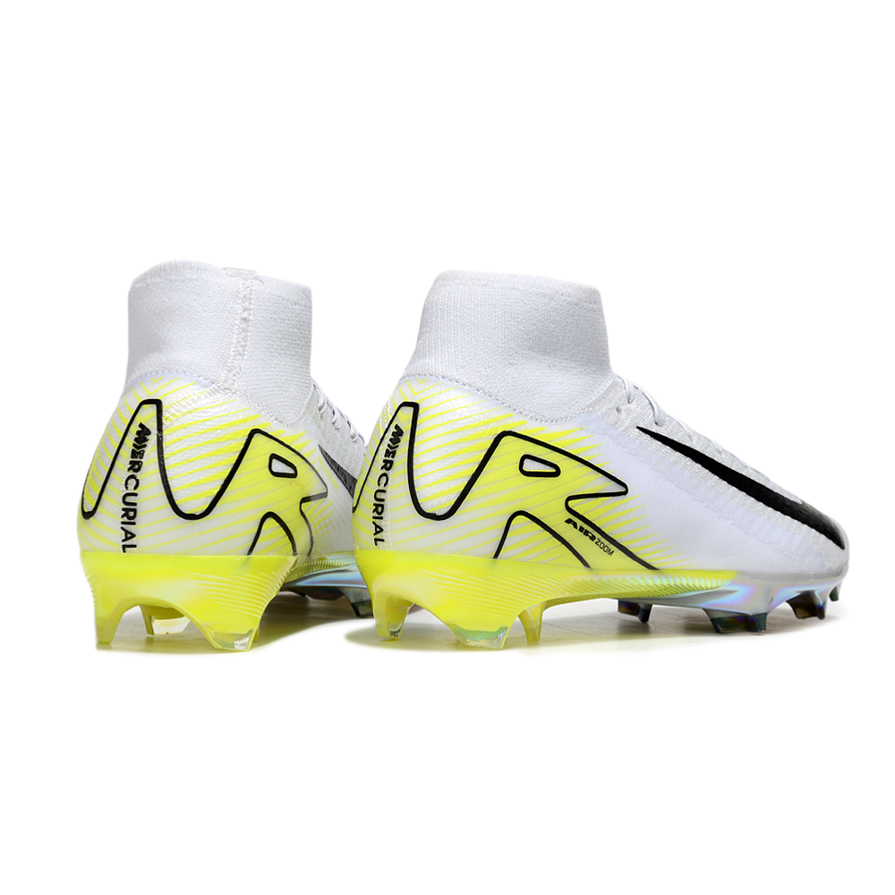 Chuteira Campo Nike Air Zoom Mercurial Superfly 10 Elite FG Branco e Amarelo