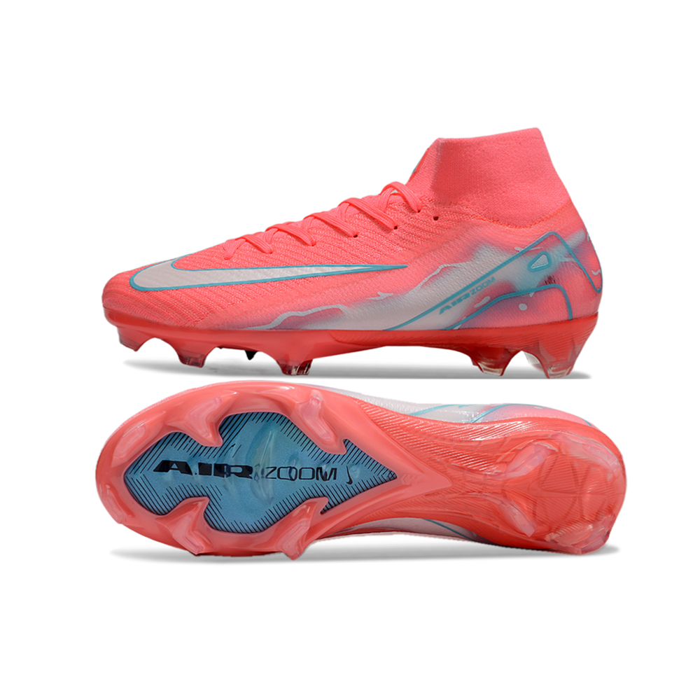 Chuteira Campo Nike Air Zoom Mercurial Superfly 10 Elite FG Rosa e Azul