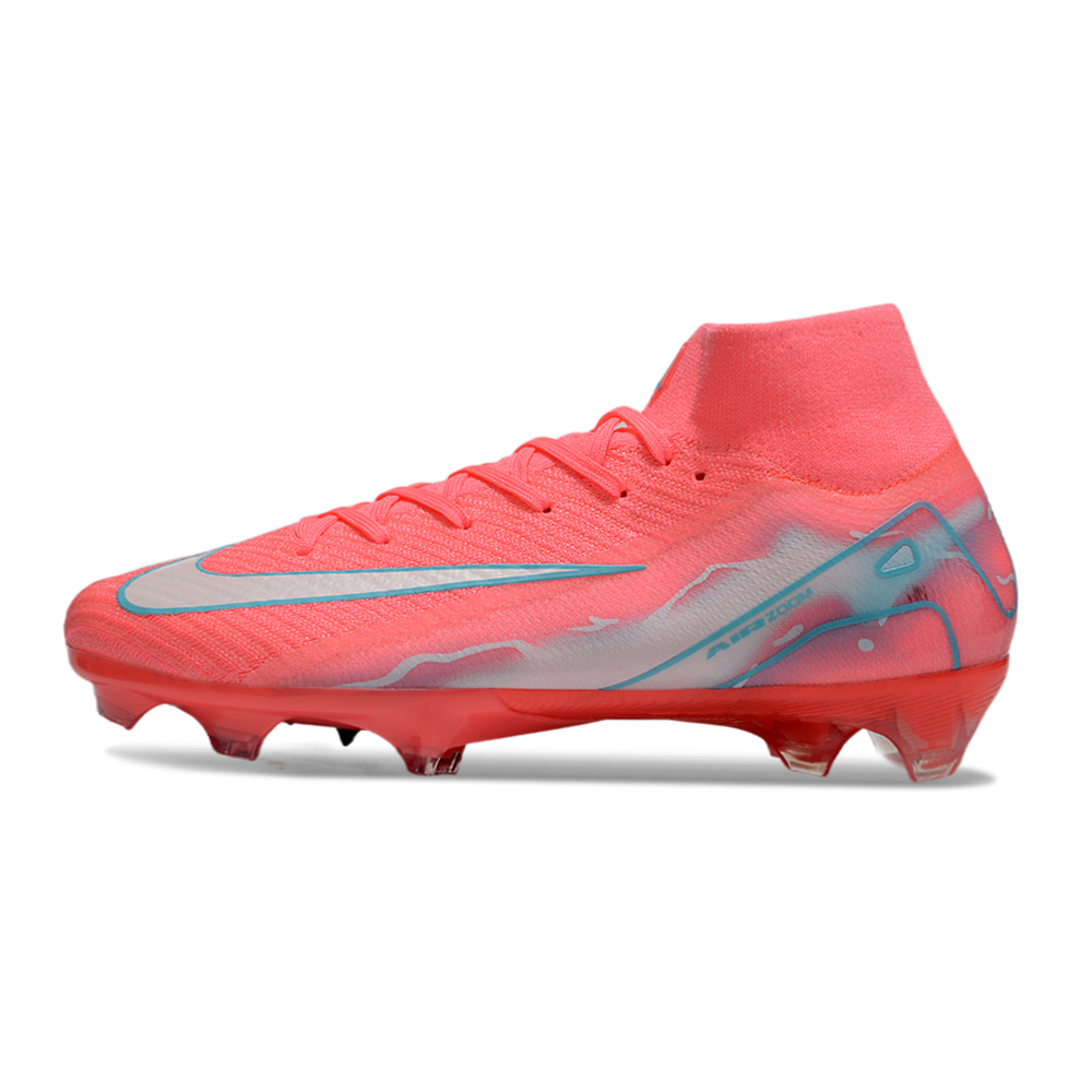 Chuteira Campo Nike Air Zoom Mercurial Superfly 10 Elite FG Rosa e Azul