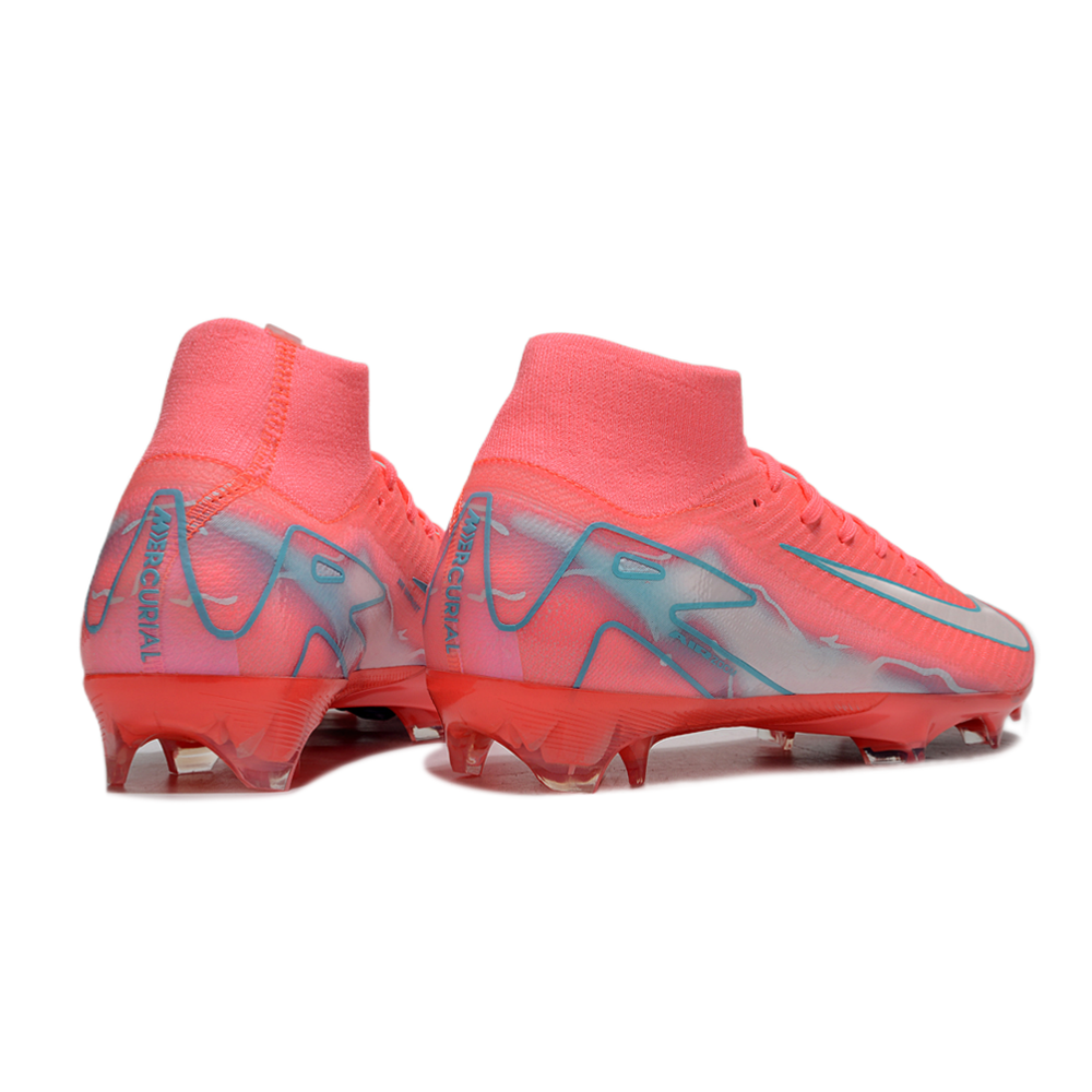 Chuteira Campo Nike Air Zoom Mercurial Superfly 10 Elite FG Rosa e Azul