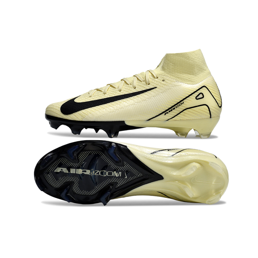 Chuteira Campo Nike Air Zoom Mercurial Superfly 10 Elite FG Bege e Preto