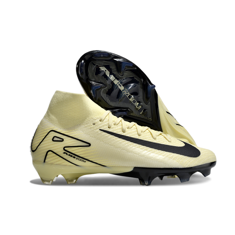 Chuteira Campo Nike Air Zoom Mercurial Superfly 10 Elite FG Bege e Preto