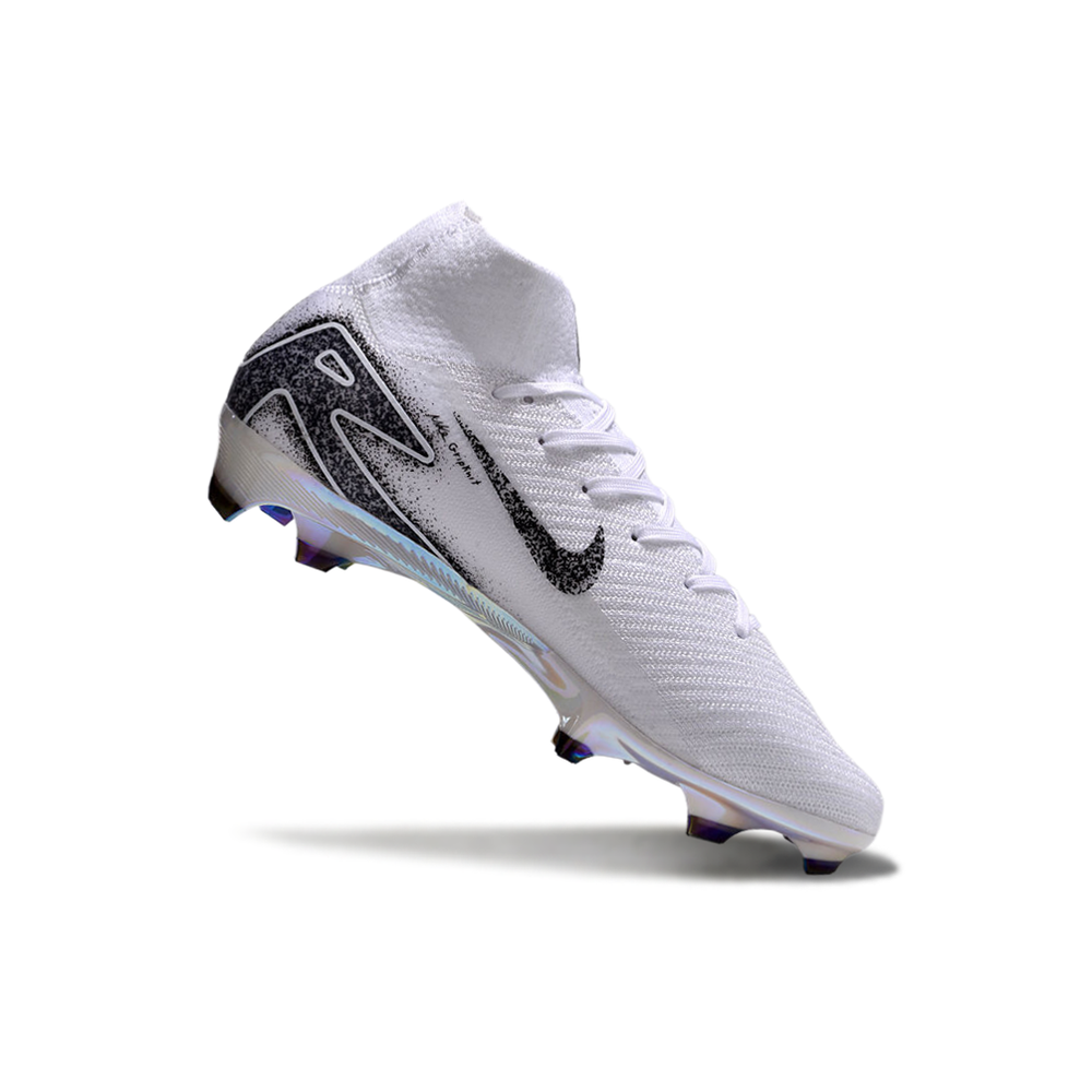 Chuteira Campo Nike Air Zoom Mercurial Superfly 10 Elite FG Branco e Preto 