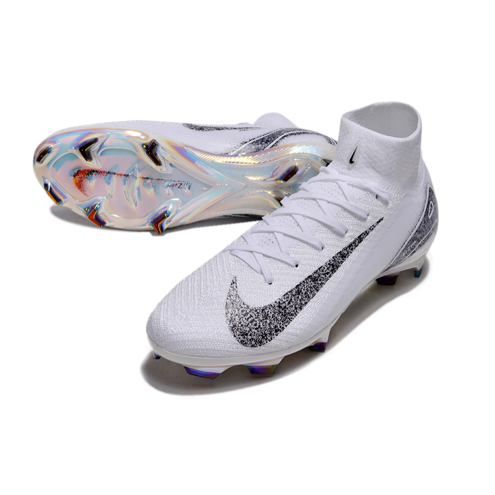 Chuteira Campo Nike Air Zoom Mercurial Superfly 10 Elite FG Branco e Preto 