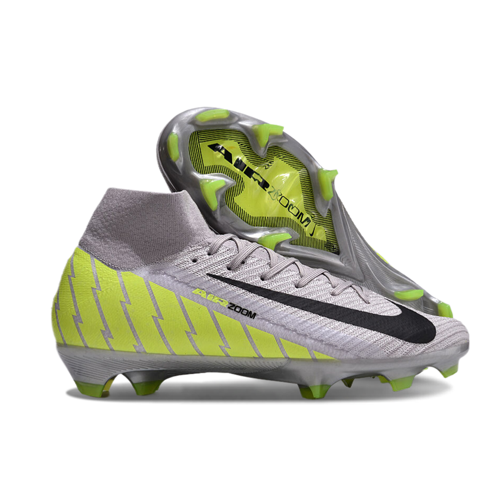 Chuteira Campo Nike Air Zoom Mercurial Superfly 10 Elite FG Prata e Verde