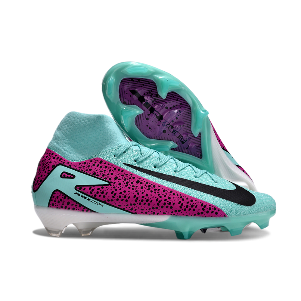 Chuteira Campo Nike Air Zoom Mercurial Superfly 10 Elite FG Azul e Rosa
