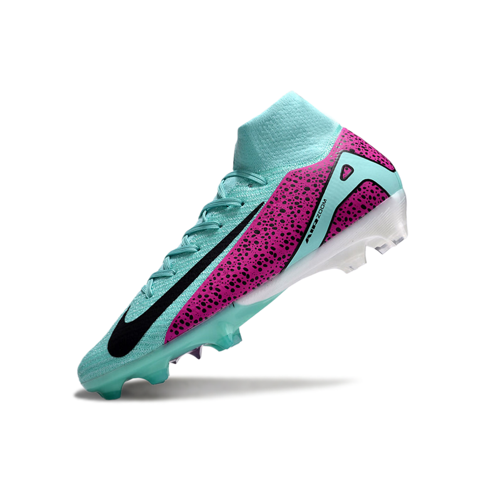 Chuteira Campo Nike Air Zoom Mercurial Superfly 10 Elite FG Azul e Rosa