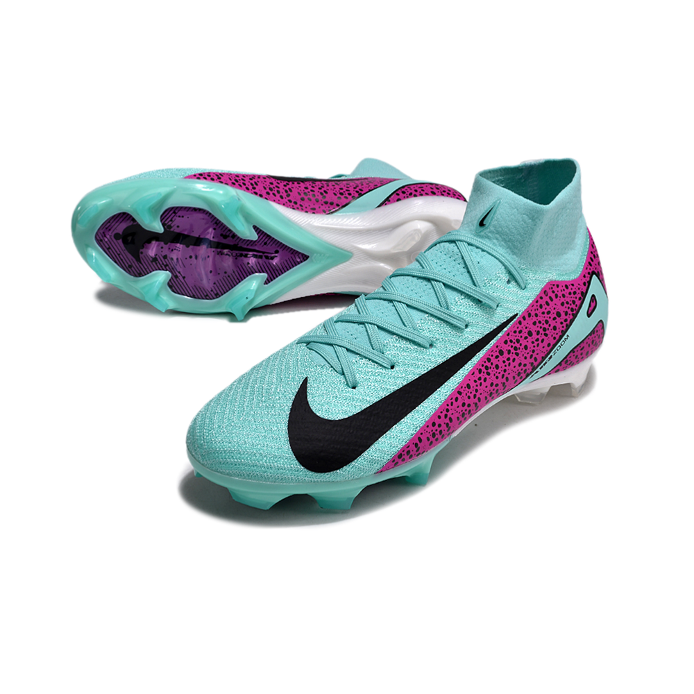 Chuteira Campo Nike Air Zoom Mercurial Superfly 10 Elite FG Azul e Rosa