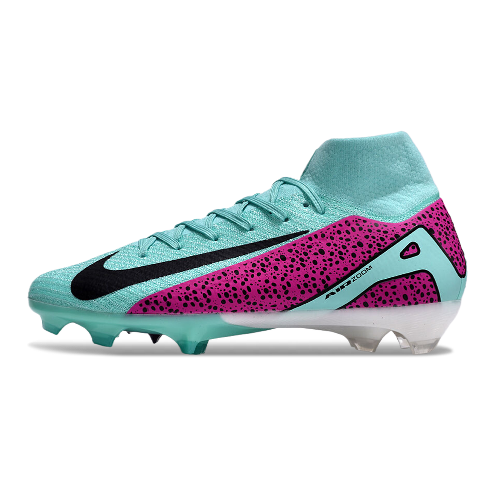 Chuteira Campo Nike Air Zoom Mercurial Superfly 10 Elite FG Azul e Rosa